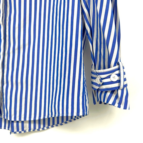 Sandro Paris Women’s Striped Classy Buttoned Shirt in Blue and White Sz Medium. - Picture 8 of 13